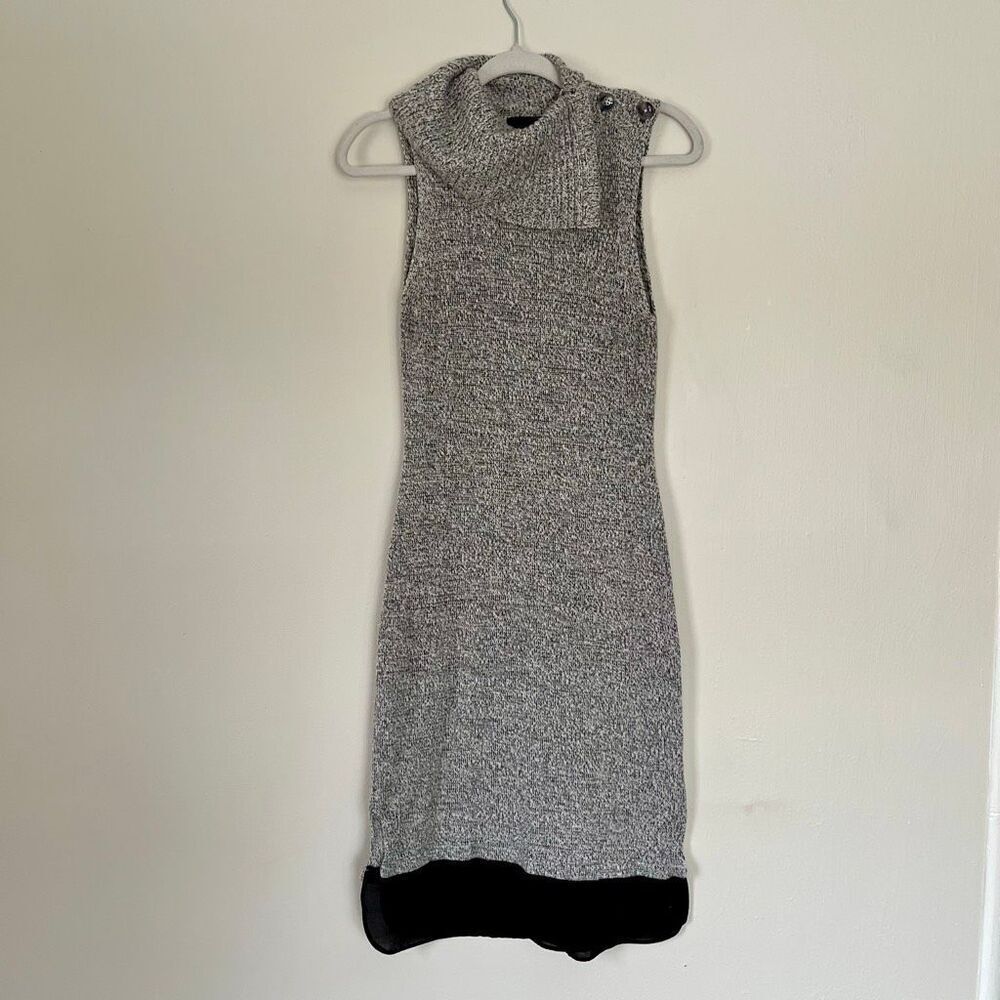 Greylin Marled Knit Sweater Dress Cowl Neck Layered Hem S
